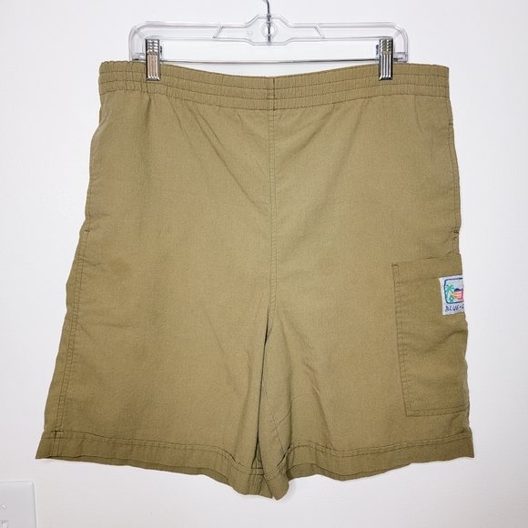 Vintage 80’s Blue Cabana Khaki Shorts Size Md high waisted 7" inseam - Picture 1 of 8